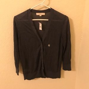 Loft 3/4 length navy cardigan